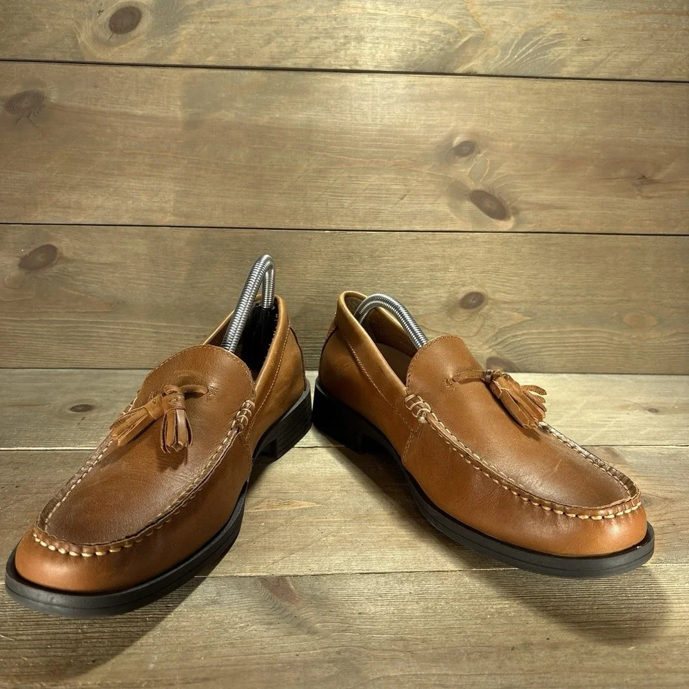 clarks mens size 8 shoes brown leather tassel comfort work causal loafers